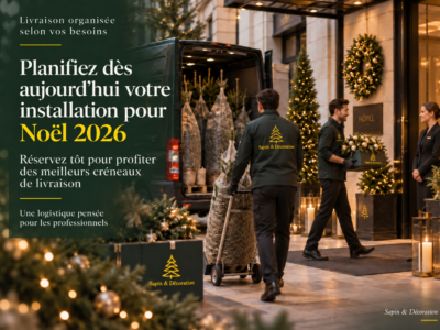 Réservez votre sapin de Noël 2026 à Genève avec Sapin&Décoration. Sapins, décorations, livraison et installation pour entreprises et professionnels.